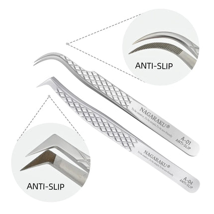 NAGARAKU Eyelash Extension Tweezers Makeup Tools Stainless Steel Non-magnetic Pincet False Eyelash Tweezers 3D accurate tweezers