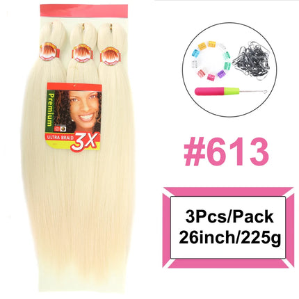 Braiding Hair Pre Stretched 3X Braid 26 Inch Ombre Braiding Hair Blonde Synthetic Fake Hair Extensions for Crochet Twist Women