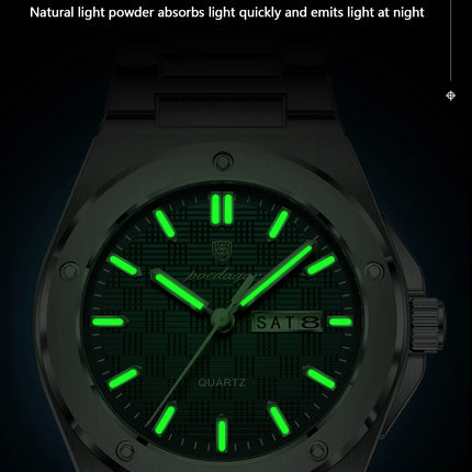 POEDAGAR Original Men Clock Quartz Date Week Luxury Man Wristwatch Waterproof Luminous Stainless Steel Sport Men's Watches Reloj