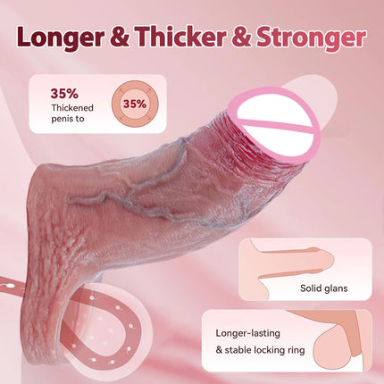 Open Ejaculation Penis Rings Realistic Male Silicone Dick Extension Sleeve Dildo Enlargement Delay Pleasure Enhancing Sex Toy