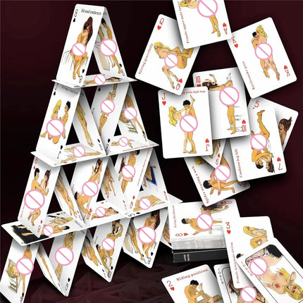 Adult Poker Card Game Set-Bedroom Fun Role Play 54 Cards Hottest Couples Sex Positions Sex Gift for Couples Connection Card Game