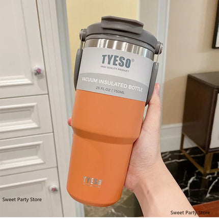 Tyeso 600/750/900/1050/1200ML Stainless Steel Thermos Bottle Car Coffee Cup Sports Water Bottles Keeps Cold and Heat Thermal Mug