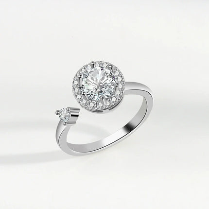 VENTFILLE 925 Sterling Silver Moon And Stars Zircon Rotatable Ring For Women Gift Diamond Relieve Stress Ring Jewelry Wholesale