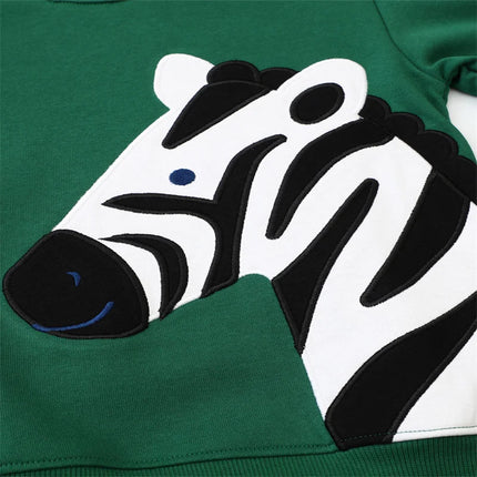 Jumping Meters 2-7T Children's Sweatshirts With Zeebra Embroidery Autumn Spring Boys Girls Clothing Long Sleeve Hooded Shirts