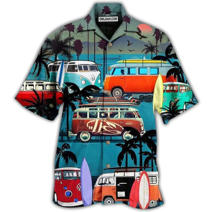 Hawaiian Men Shirt 3D Car Print Short Sleeve Blouse Summer Beach Vacation single Breasted Fashion Lapel Men's Clothing