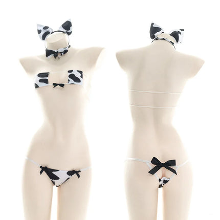 Anime Cartoon Cow Series Bodysuit Underwear Maid Unifrom Costume Kawaii Girl Bikini Swimsuit Set Sexy Lingeri Outfit Cosplay