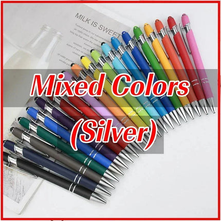 20-200 Pens Wholesale Metal Ballpoint Pen Touch Screen Pen Office School Advertising Pen Custom Logo Text Laser Engraving