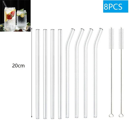 1-10Pcs Reusable Smoothie Glass Straw, Clear Drinking Straws for Smoothie Milkshakes Environmentally Friendly Drinkware Straw