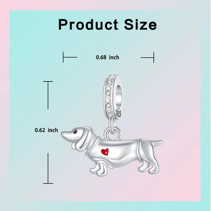 Hot Sale Dachshund Charms 925 Sterling Silver Golden Retriever Puppy Dangle Pendant Fit Bangle Bracelet Necklace DIY Jewelry
