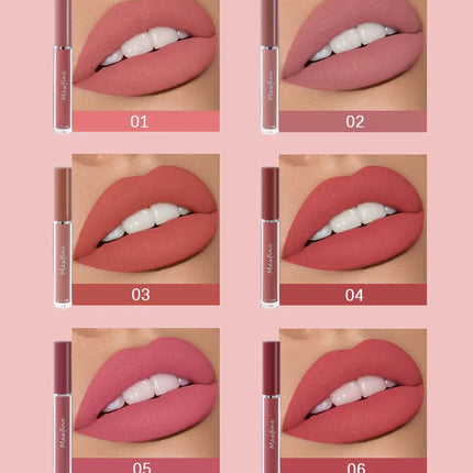 Matte Lip Gloss Set 6 Color Lipstick Smooth And Lasting Display Lip Gloss Waterproof Moisturizing Lipstick Holiday Gift Box Set