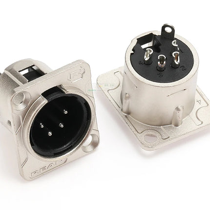 HF XLR Gold plated 4 Pin Male Female Panel  Audio Microphone Jack  Socket Connector D-type Mount Amplifier Receptacle YS1464BG