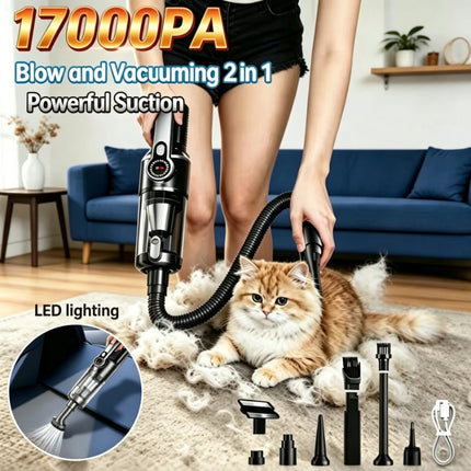 17000PA Car Vacuum Cleaner Rechargeable High Power Mini Vacuum Cleaner with LED Light Portable Cordless Compressed Air Duster