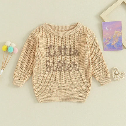 0-18months Toddler Girl Sweaters Long Sleeve Letter Embroidery Knit Pullover Sweaters For Baby Girls