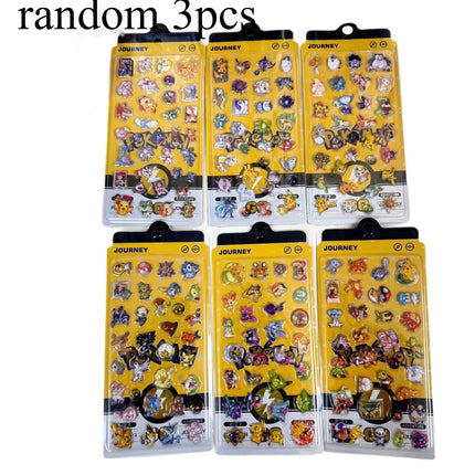 Trendy Pokemon Journey Series Stickers, 3D Puffy Decals for DIY Craft, Album & Stationery Decor