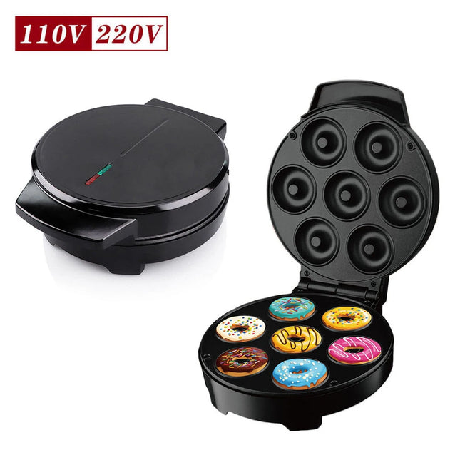 7 Holes Electric Donuts Maker Machine Mini 110V 220V Automatic 1000W Non-Stick DIY Doughnut Cake Baking Oven Pot for Kids Snacks