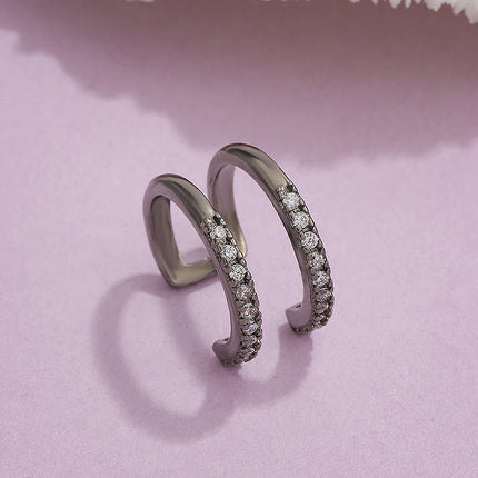 New Silver Color Zircon Ear Cuff Ear Clip for Women No Pierced Cross Geometric Earcuff Wrap Rhinestone Earcuff Clips Jewelry