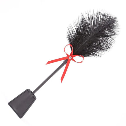 New Erotic Bdsm Feather Tickled Whip Punish Leather Spanking Paddle Play Flogger Lover Riding Crop Pony Sex Toy