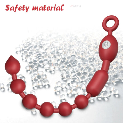 Anal Beads Vibrator Butt Plug Silicone 9 Vibration Modes Anal Plug Vibrating Sex Toys Bullet Vibrator for Men Women Couples