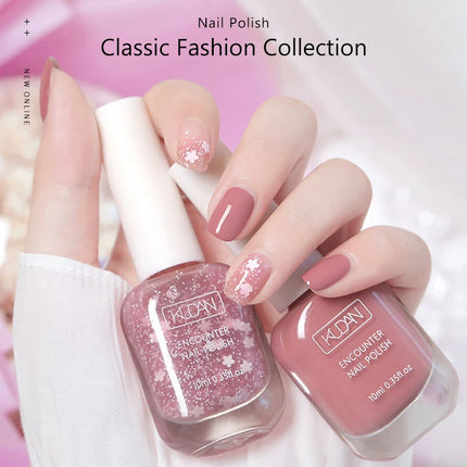 KUDAN 10ml Glass Bottle Water-Based Peel Off Nail Polish Colorful Pink Green Purple Glitter Polish Nail Art Varnish for Nails