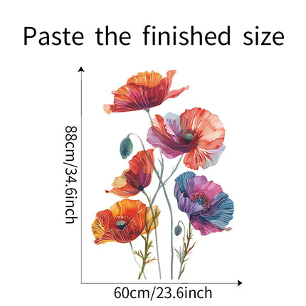 1Pc Painted Flowers Wall Stickers for Living Room Bedroom Background Wall Decor Home Decorative Stickers Wall Decals Mural