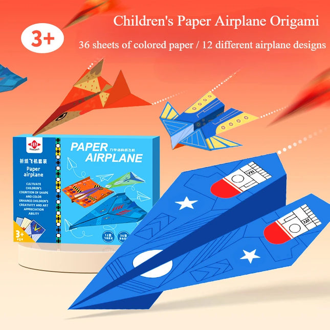 10/36 Sheets 3D Origami DIY Paper Airplane Handgun Educational STEM Toys Craft Kit Enhance Spatial Thinking Gifts