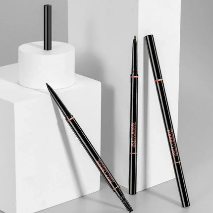 Waterproof Double-Headed Rotable Eyebrow Pen with 1.5mm Fine Refill And Eyebrow Brush for Precision Brows Makeup