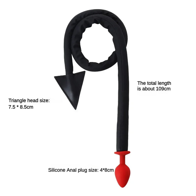 Metal Anal Plug PU Leather Whip Anal Sex Devil Tail Cosplay Butt Plug Adult Games Anal Sex Toys for Couples Men and Women