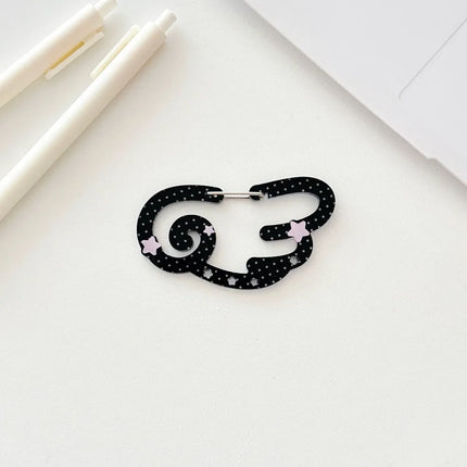 Wings Shape Carabiner Acrylic Candy Color Card Holder Keychain Multipurpose Keyring Hook