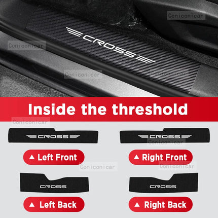 For TOYOTA COROLLA CROSS 2022-2024 Car Door Sill Scuff Plate Pedal Decor Carbon Fiber Waterproof Protector Sticker Accessories