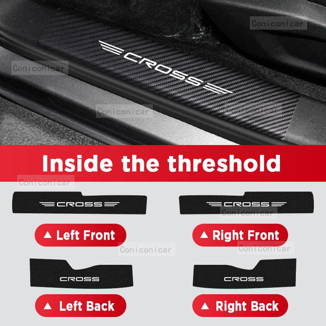 For TOYOTA COROLLA CROSS 2022-2024 Car Door Sill Scuff Plate Pedal Decor Carbon Fiber Waterproof Protector Sticker Accessories