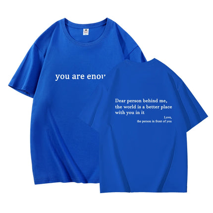 Hot New Youth Men's and Women's Round Neck Letter Printed Short Sleeved Casual Versatile Couple Outfit Pure Cotton T-shirt Top
