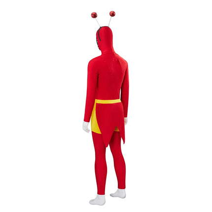 El Chapulin Colorado Cosplay Costume Red Hoodie Jumpsuit with Antennae CH Heart Printed Bodysuit Halloween Carnival Suits