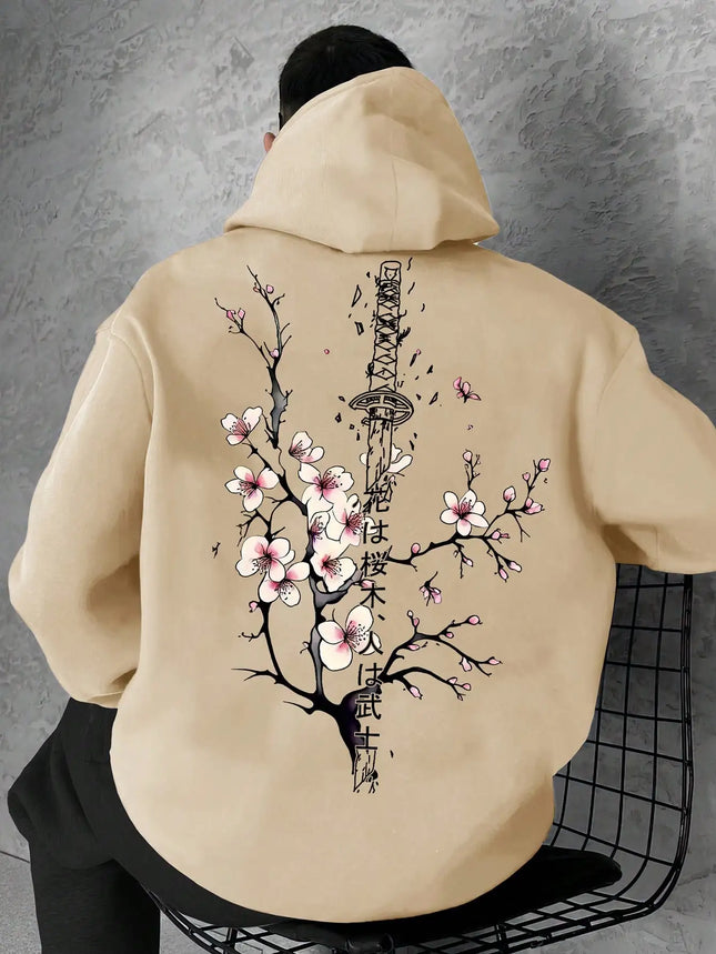 Japan Cherry Blossom Men Women Pullover Hoodie Street Casual Harajuku Y2K Retro Loose Sport Daily Autumn Winter Sweatshirt Top
