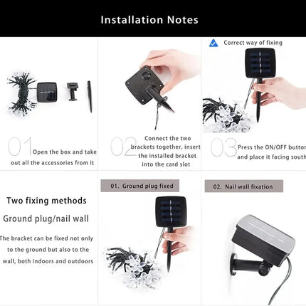 Solar Cherry Garden Blossom Flower Lights Garlands String Lights Solar Outdoor Waterproof Lawn Pathway Christmas Decoration Lamp