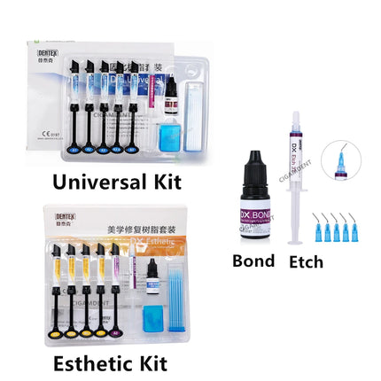 Dentex Dental Nano Hybrid Composite Resin Light Cure Bond Orthodontic Adhesive Bonding Agent Acid Etching Gel A1 A2 A3 A3.5 B1