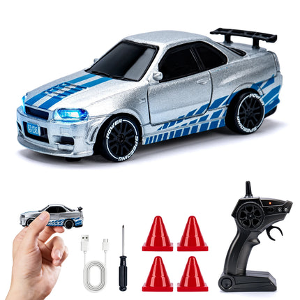 1/64 High Speed Drift RC Car with Light 2.4G 4WD Remote Control Car Desktop Mini Racing Cars Full Proportion Cars Model Gifts