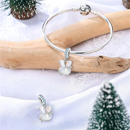 Original 925 Sterling Silver Charms Beads Cute Mushroom Unicorn Love Wings Pearl Charm for Bracelet Pendant Woman Girl Jewelry