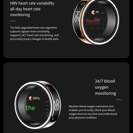 Smart Ring with Display Screen Touch Charging Fitness Tracker Heart Rate Blood Oxygen Monitor Sleep Tracker Wearable Technology