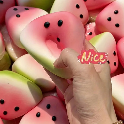 Pink Green Watermelon Squeeze Squishy Fidget Toy Soft Playful Texture Stress Relief Sensory Toy for Kids Birthday Party Favors