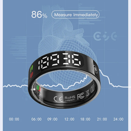 New Smart Ring with Screen 5ATM Waterproof Diving Swim Heart Rate Blood Oxygen Sleep Monitor Multi Sport Mode Gesture Control