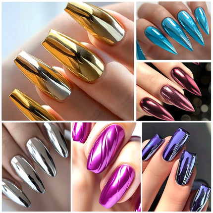 8ml Mirror Metallic Nail Polish No Need Lamp Curing Air Dry Salon Quality Soak-Off Long Lasting Varnishes DIY Manicure Design