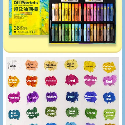 Kuelox Professional Super Soft Oil Pastel Crayon 24/36/48 Colors Artist White Soft Pastels For Painting Stationery Art Supplies