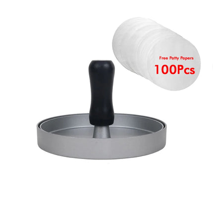 Circular Burger Mold Burger Press Non-stick Meat Pie Machine Home Food Mold Kit Small Tool with 100 Meat Pie Paper