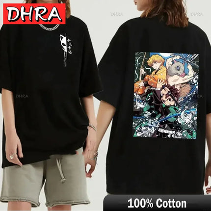 Japanese Anime Demon Slayer Graphic Zenitsu Shinobu T-Shirt Fashion Tanjiro Inosuke Zenitsu Womens T Shirt Men Tees Nezuko Tops