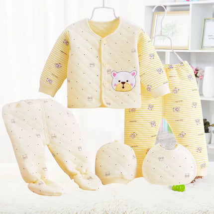 5pcs/set Children's Clothing Baby Bear Pure Cotton 0-3M Baby Clothes Spring Autumn Underwear Set