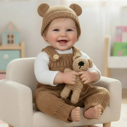 3pcs/sets Newborn Cute Bear Photography Clothing Hand-woven Romper Pants Hat Dolls Decor Props Baby Photoshoot Outfits