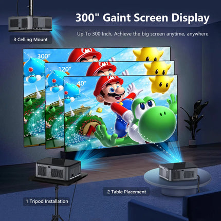 XIWBSY 8K Android Projector 25000Lumens Wifi6 Full HD 1080P Projector 3D Smart Home Theater Cinema Proyector Outdoor Beamer