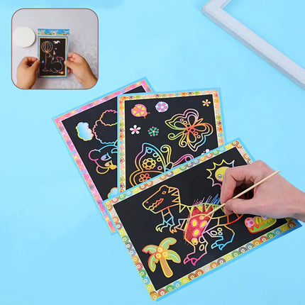 Random 8/10pcs A Lot Magic Scratch Art Doodle Pad Painting Cards Toys Early Educational Learning Drawing Toys