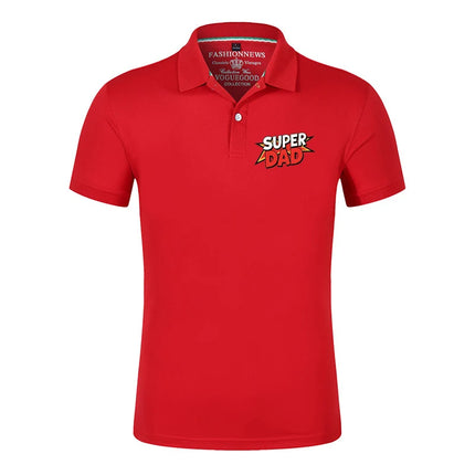 2025 Summer Men's super dad Logo Print 100% Cotton Men's Short Sleeved Polo Shirt Solid Color Fashion Daily Wear Top