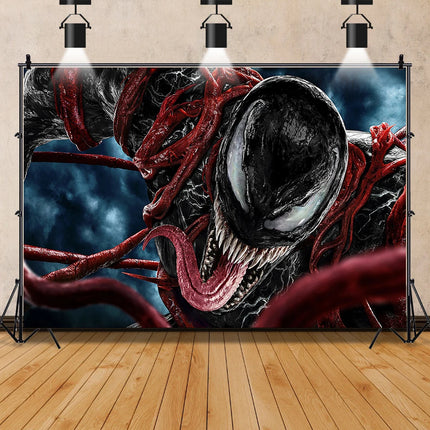 Marvel Movie Venom Backdrop Banner Superhero Custom Name Photo Background Spider-Man Kids Boy Birthday Party Decor Photo Props